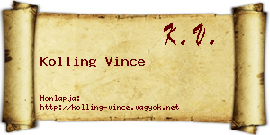 Kolling Vince névjegykártya